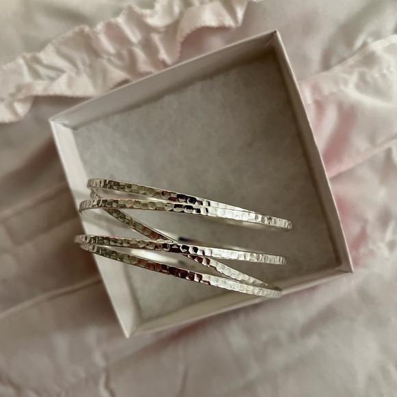 Premier Designs beveled silver linked bangle Illusion bracelet - Picture 2 of 10